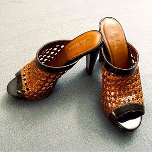Cole Haan Women High Heel Mules Sandals Sz 9.5 Stephanie Brown Woodbury D337775